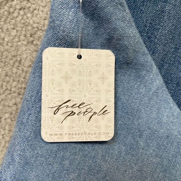 Free People X Tricia Fix Womens Two Tone Split Denim Halter Vest Blue XS NWT - Picture 4 of 7